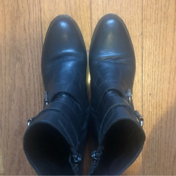 ❤️Emanuele Crasto Black Leather Italian Moto Boots Buckle Size 7/EUR 38 - Picture 6 of 12